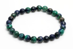 Vedere dettagli per Bracciale di perline tonde sfaccettate di Azurite-malachite 8mm Immagine di Bracciale di perline tonde sfaccettate di Azurite-malachite 8mm