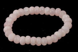 Vedere dettagli per Bracciale con rondelle sfaccettate di quarzo rosa da 10 mm Immagine di Bracciale con rondelle sfaccettate di quarzo rosa da 10 mm