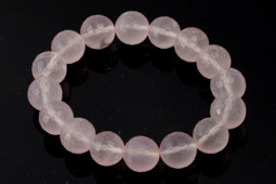 Vedere dettagli per Bracciale con perline sfaccettate di quarzo rosa da 10 mm Immagine di Bracciale con perline sfaccettate di quarzo rosa da 10 mm