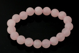 Vedere dettagli per Perline tonde di quarzo rosa 10 mm bracciale satinato Immagine di Perline tonde di quarzo rosa 10 mm bracciale satinato