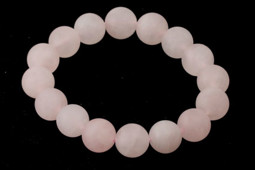 Vedere dettagli per Perline tonde di quarzo rosa 12 mm bracciale satinato Immagine di Perline tonde di quarzo rosa 12 mm bracciale satinato