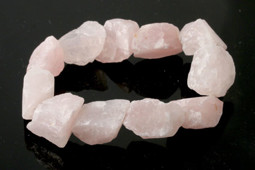 Vedere dettagli per Bracciale di quarzo rosa grezzo con pepite di 18-22 mm circa Immagine di Bracciale di quarzo rosa grezzo con pepite di 18-22 mm circa