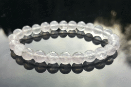 Vedere dettagli per Bracciale con perline sfaccettate di quarzo rosa da 8 mm Immagine di Bracciale con perline sfaccettate di quarzo rosa da 8 mm