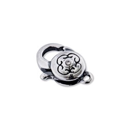 Zeige Details für Verschluss Blume Karabiner verziert 15x10mm, Silber 925  Bild von Verschluss Blume Karabiner verziert 15x10mm, Silber 925