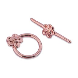 Zeige Details für Verschluss Toggle 15mm mit Blume, Silber Roségold Bild von Verschluss Toggle 15mm mit Blume, Silber Roségold