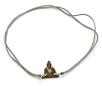 Bild von Silber Zirkonia Buddha 10mm Armband mit Cord, Silber vergoldet
