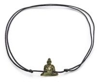 Bild von Silber Zirkonia Buddha 10mm Armband mit Cord, Silber vergoldet