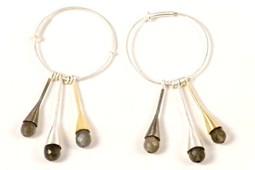 Bild von Mondstein (grau) Ohrhänger facettiert tropfen, Silber 925, rhodiniert, vergoldet