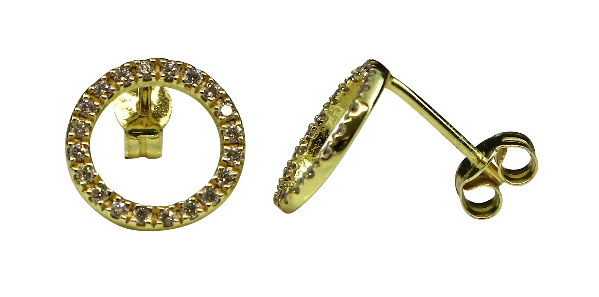 Image de Ring 12mm mit CZ Ohrstecker, Silber vergoldet