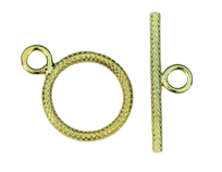 Immagine di Verschluss Toggle Schlangenhaut 13mm. Silber vergoldet. (3er Set)