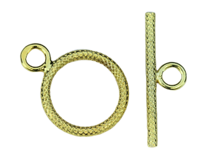 Bild von Verschluss Toggle Schlangenhaut 13mm. Silber vergoldet. (3er Set)