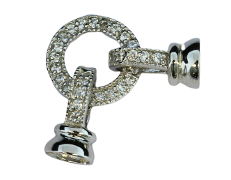 Immagine di Verschluss Pavé-Ring 14mm mit 2x Glocke, Silber