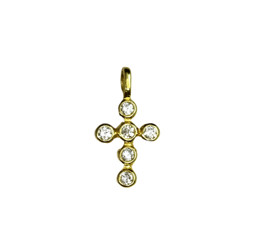 Bild von Kreuz mit CZ 17x9mm mit Ring Charm, Silber vergoldet
