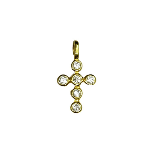 Image de Kreuz mit CZ 17x9mm mit Ring Charm, Silber vergoldet