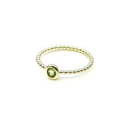 Bild von Peridot Cab. 5mm "34 Beads" Ring, Silber vergoldet