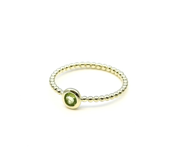 Immagine di Peridot Cab. 5mm "34 Beads" Ring, Silber vergoldet