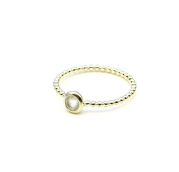 Bild von Mondstein weiss Cab. 5mm "34 Beads" Ring, Silber vergoldet