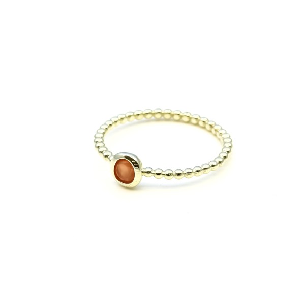 Immagine di Mondstein peach Cab. 5mm "34 Beads" Ring, Silber vergoldet