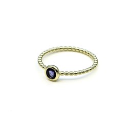 Bild von Iolith Cab. 5mm "34 Beads" Ring, Silber vergoldet