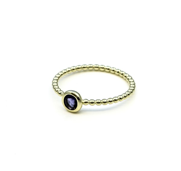Image de Iolith Cab. 5mm "34 Beads" Ring, Silber vergoldet