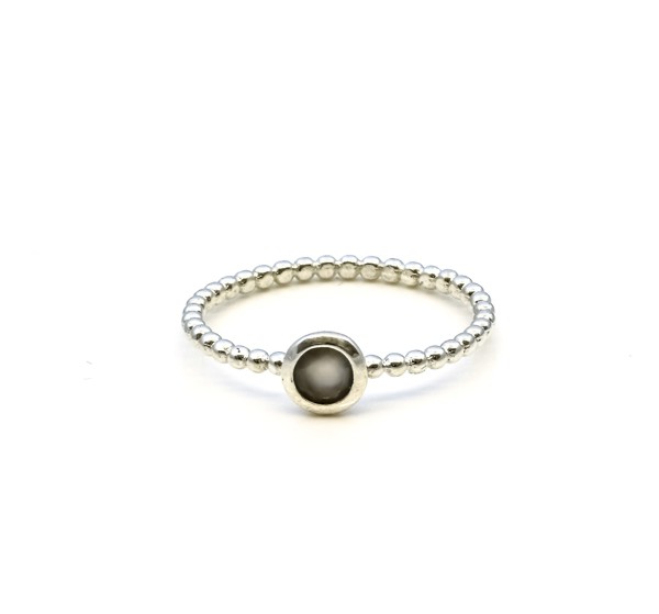 Immagine di Mondstein grau Cab. 5mm "34 Beads" Ring, Silber 925