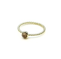Bild von Versteinertes Holz Cab. 5mm "34 Beads" Ring, Silber vergoldet