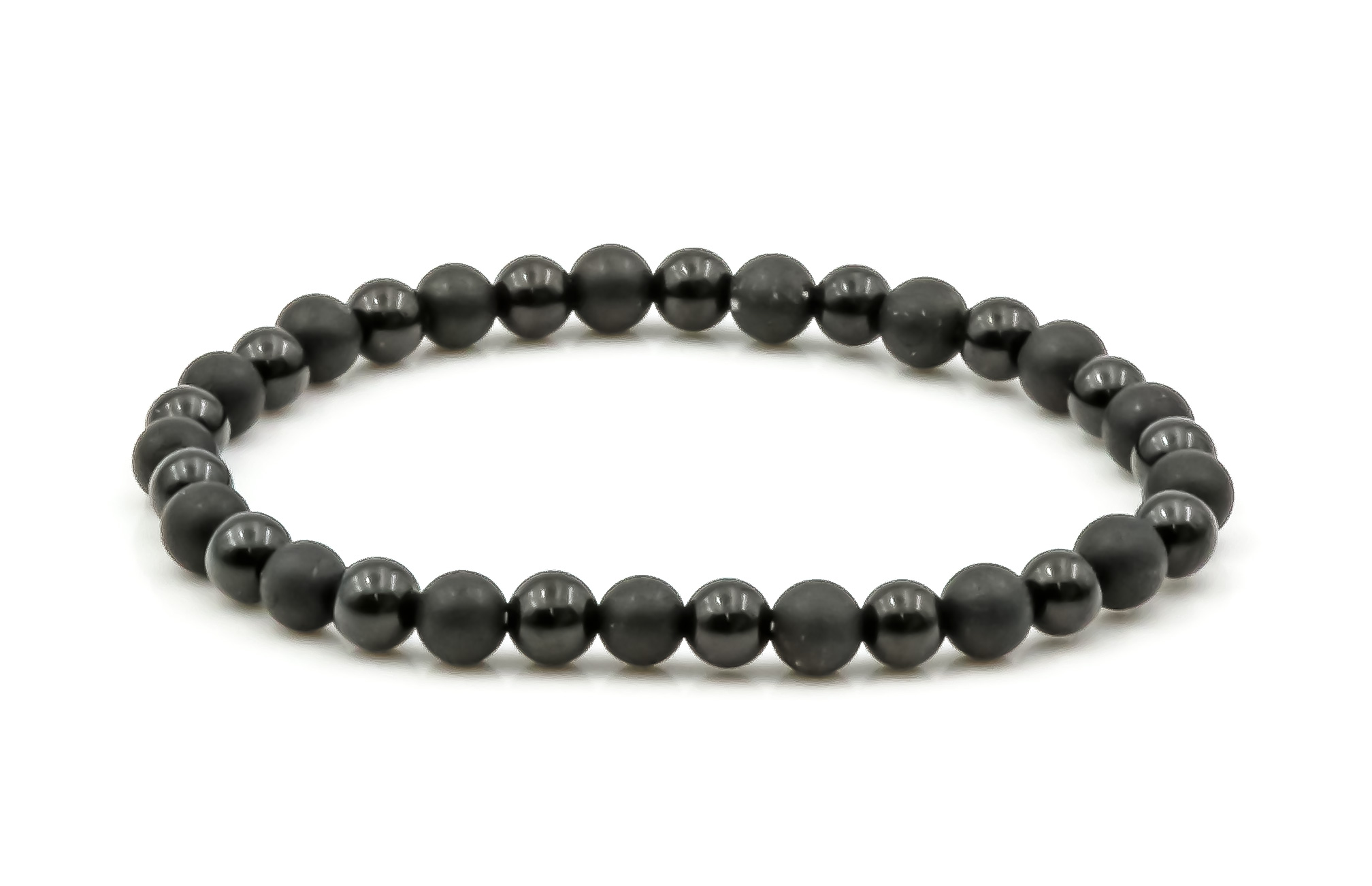 Bild von Turmalin (Schörl) Kugeln  6mm Armband, 19.5cm (One matt-One glanz)
