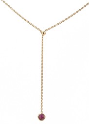 Bild von "Dangeling Stone" Rubin verstellbar, 65cm Halskette. Silber vergoldet