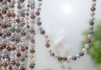 Bild von Süsswasser Perlen Barock  7.5mm Strang (multicolor/gefärbt)