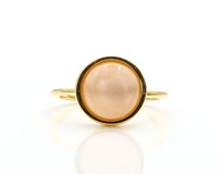 Bild von Mondstein Cab. 11m, 12mm Ring, Silber vergoldet (peach) 