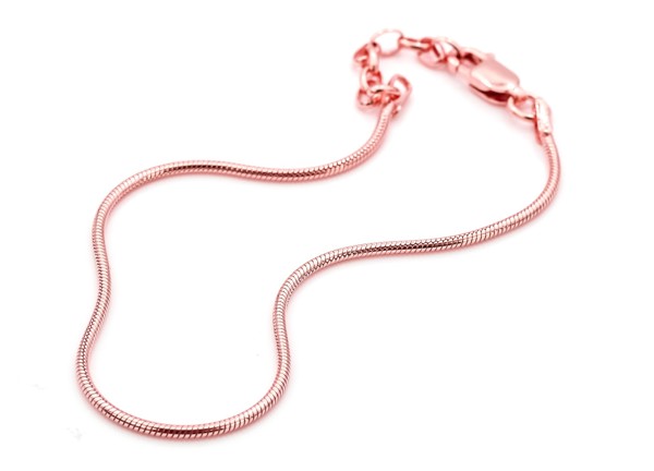 Bild von Armband Schlangenkette 1.2mm, mit Karabiner. Silber rosé vergoldet