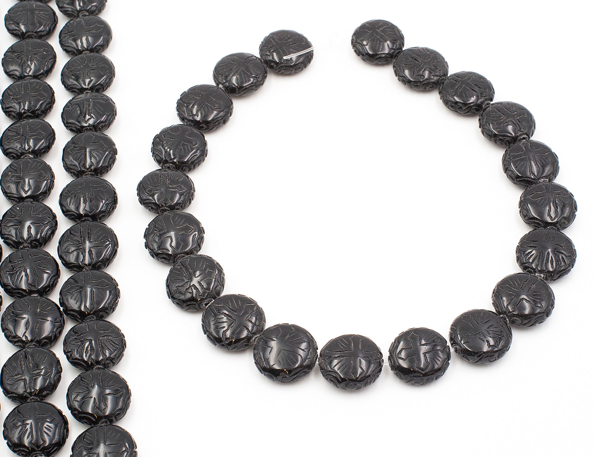 Obsidian Disc graviert 20x8mm Strang