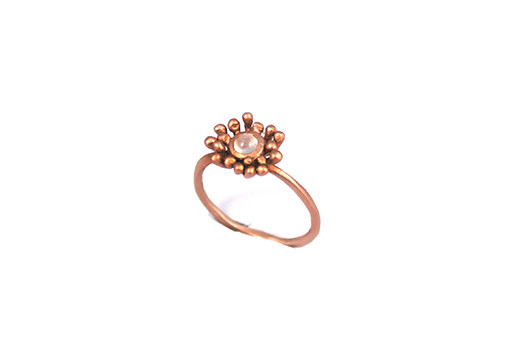 Image de Ring"Blume" Mondstein weiss, Silber rosévergoldet