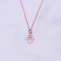 Bild von Hand der Fatima Halskette 45m, Silber 925 roségold