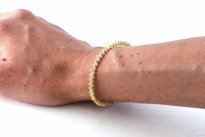Bild von Labradorit fac. Button 2.5mm mit Silber Daisy Flower Armband, Silber vergoldet
