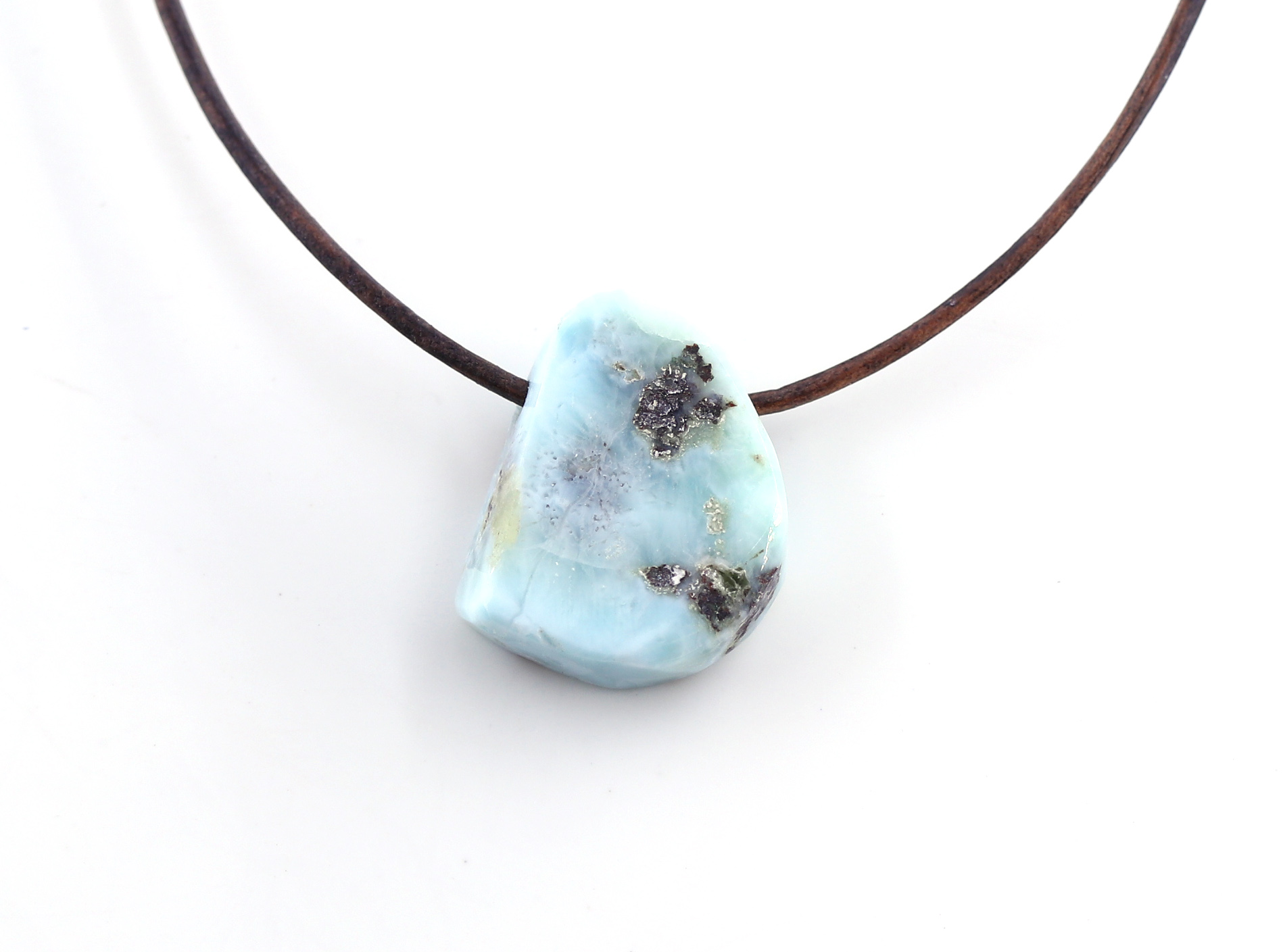 Bild von Larimar Trommelstein mit Loch Anhänger MAXI A-Qualität (ca. 8-10g)