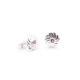 Image de Turmalin Pink "Stone in the Moon" 10mm Ohrstecker, Silber 925