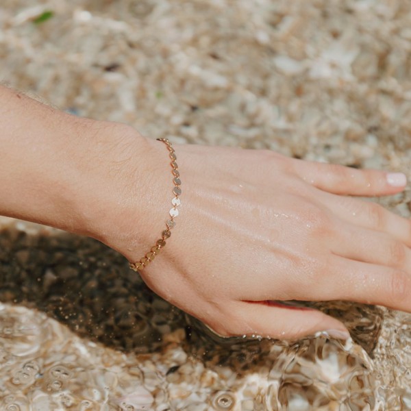 Bild von Silber "Flat-Rings 4mm", 16+2.5cm. Silber vergoldet Armband