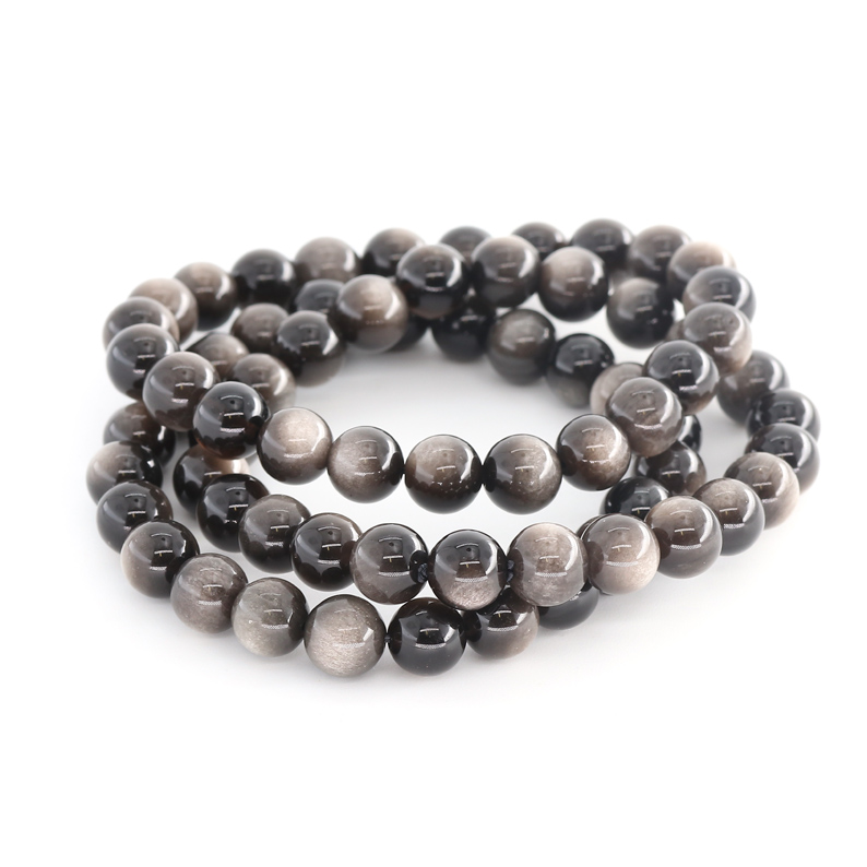 Image de Silber Obsidian Kugeln  8mm Armband