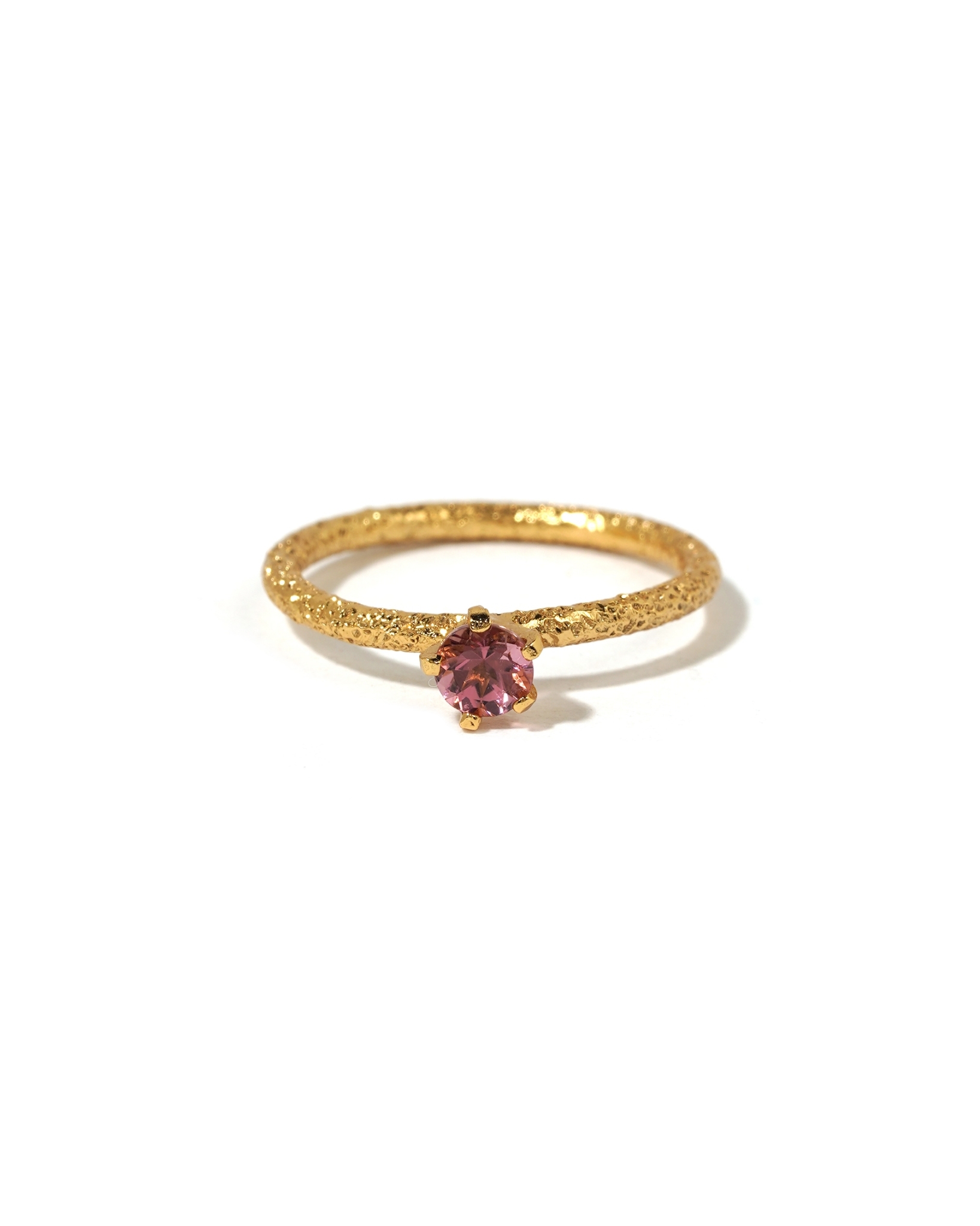 Bild von Turmalin Pink "Queen for a day" fac.  4mm gehämmert Ring, Vergoldet