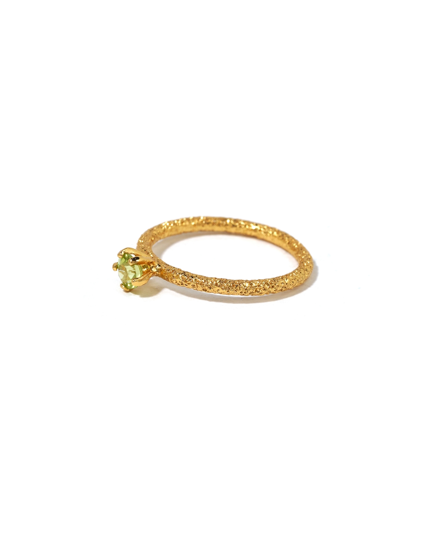 Image de Peridot "Queen for a day" fac.  4mm gehämmert Ring, Vergoldet