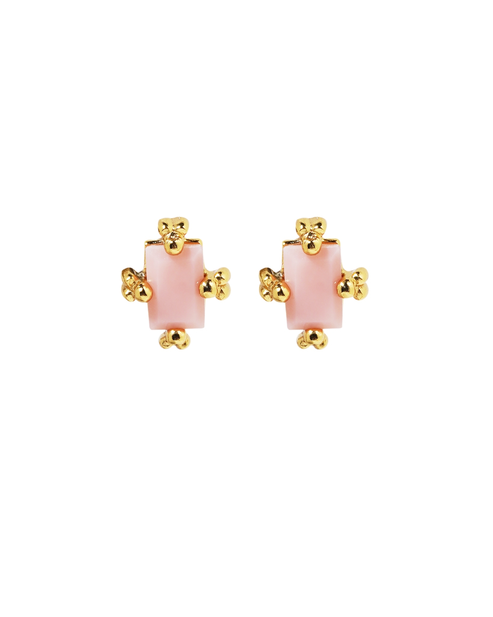 Immagine di Opal Pink Rechteck "Athina"  9mm Ohrstecker, Vergoldet