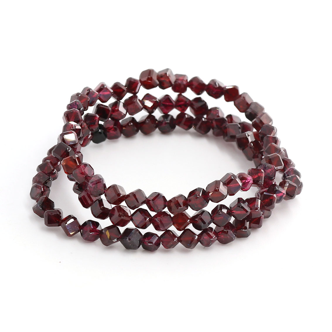 Bild von Granat rot fac. Würfel  5mm Armband