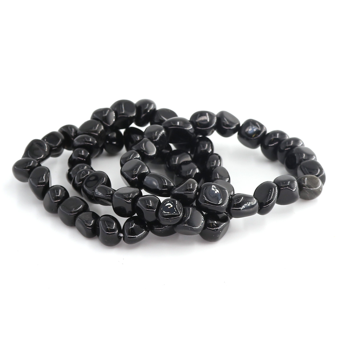 Bild von Obsidian schwarz Nuggets Crazy  8-12mm Armband