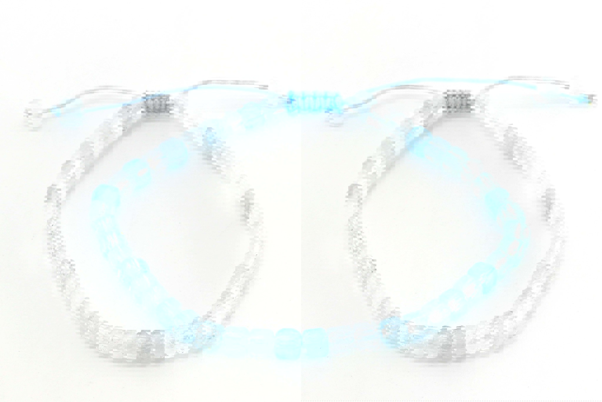 Bild von Aquamarin fac. Würfel  4mm Armband mit Knüpfknoten