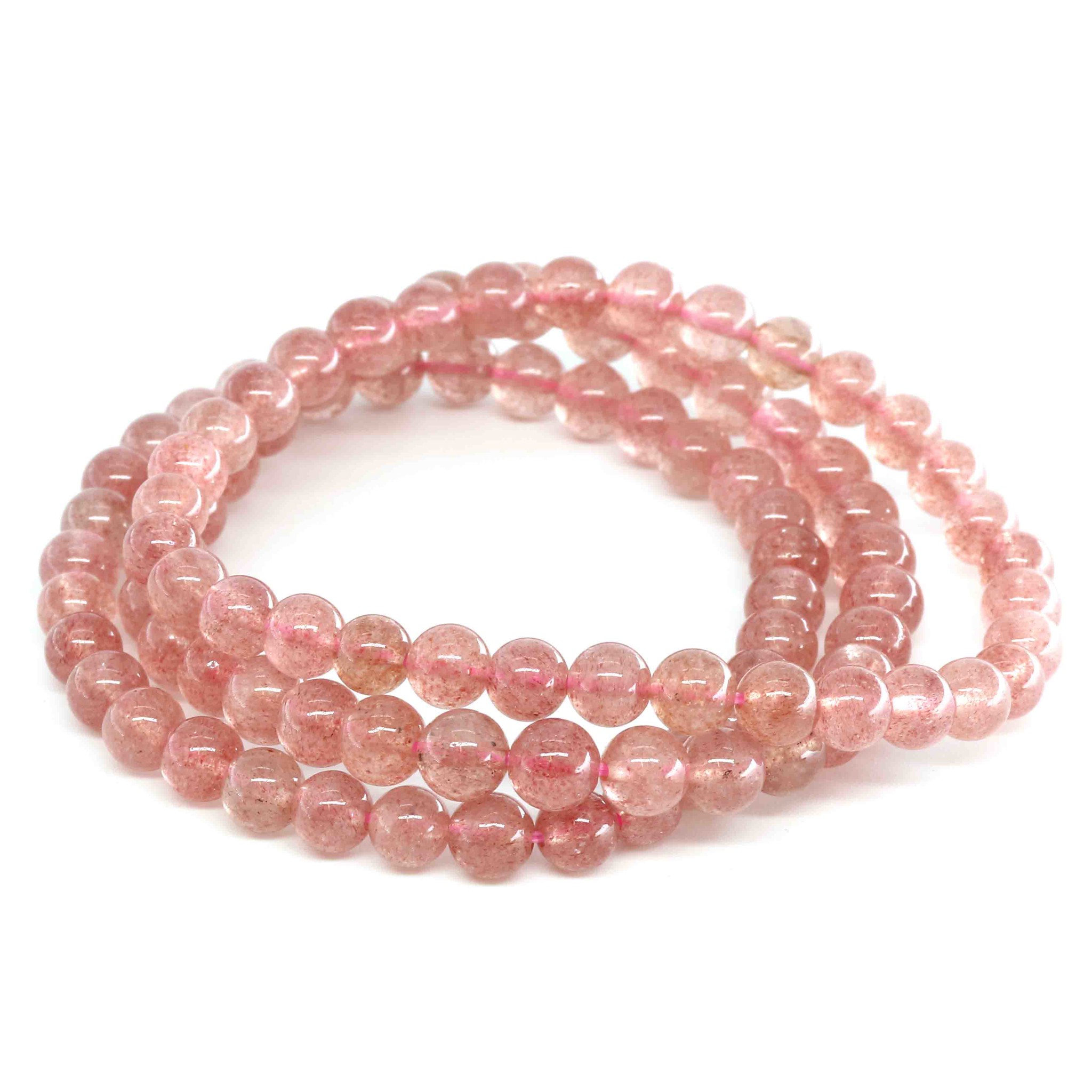 Image de Erdbeerquarz Kugeln  6mm Armband Extra