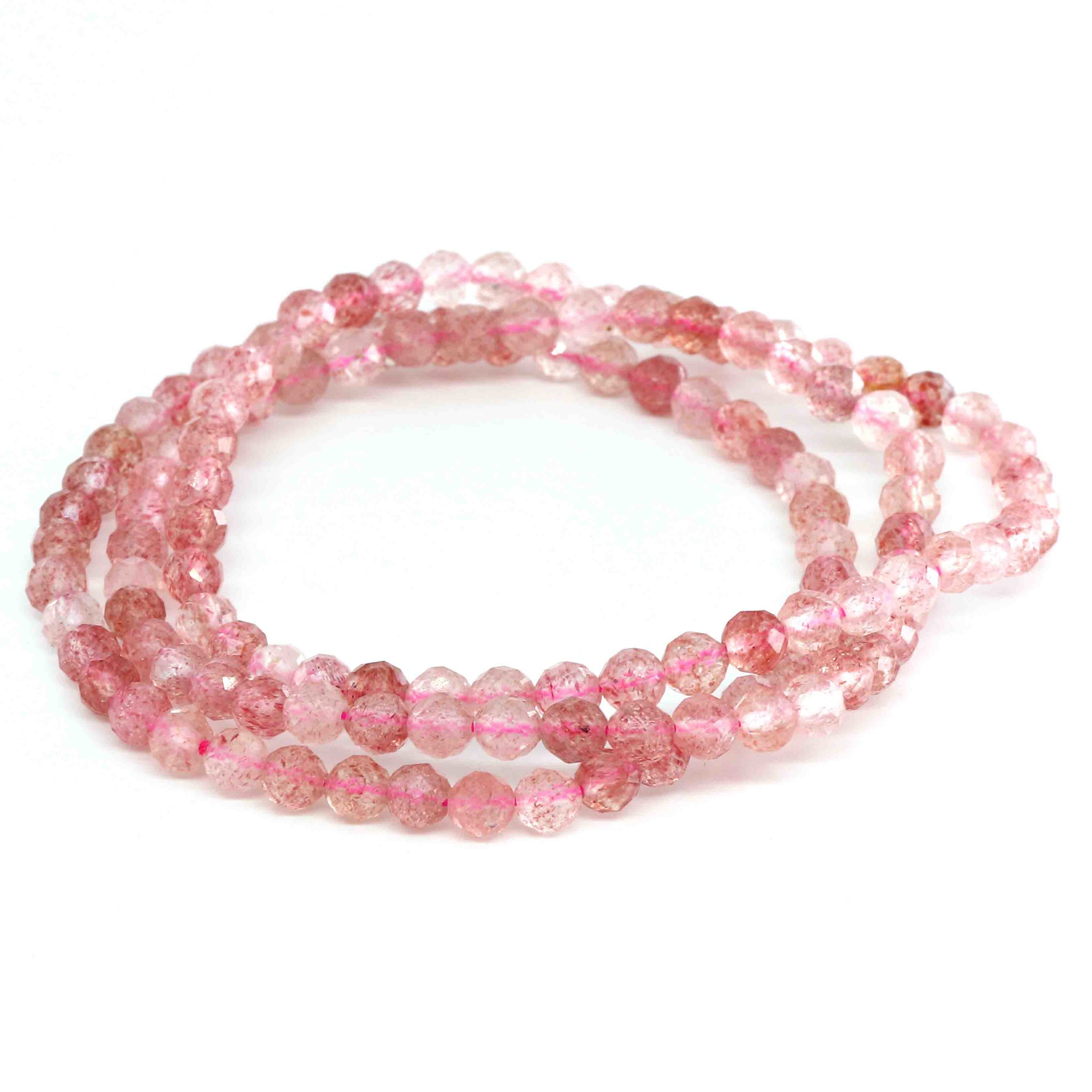 Image de Erdbeerquarz fac. Kugeln  4mm Armband