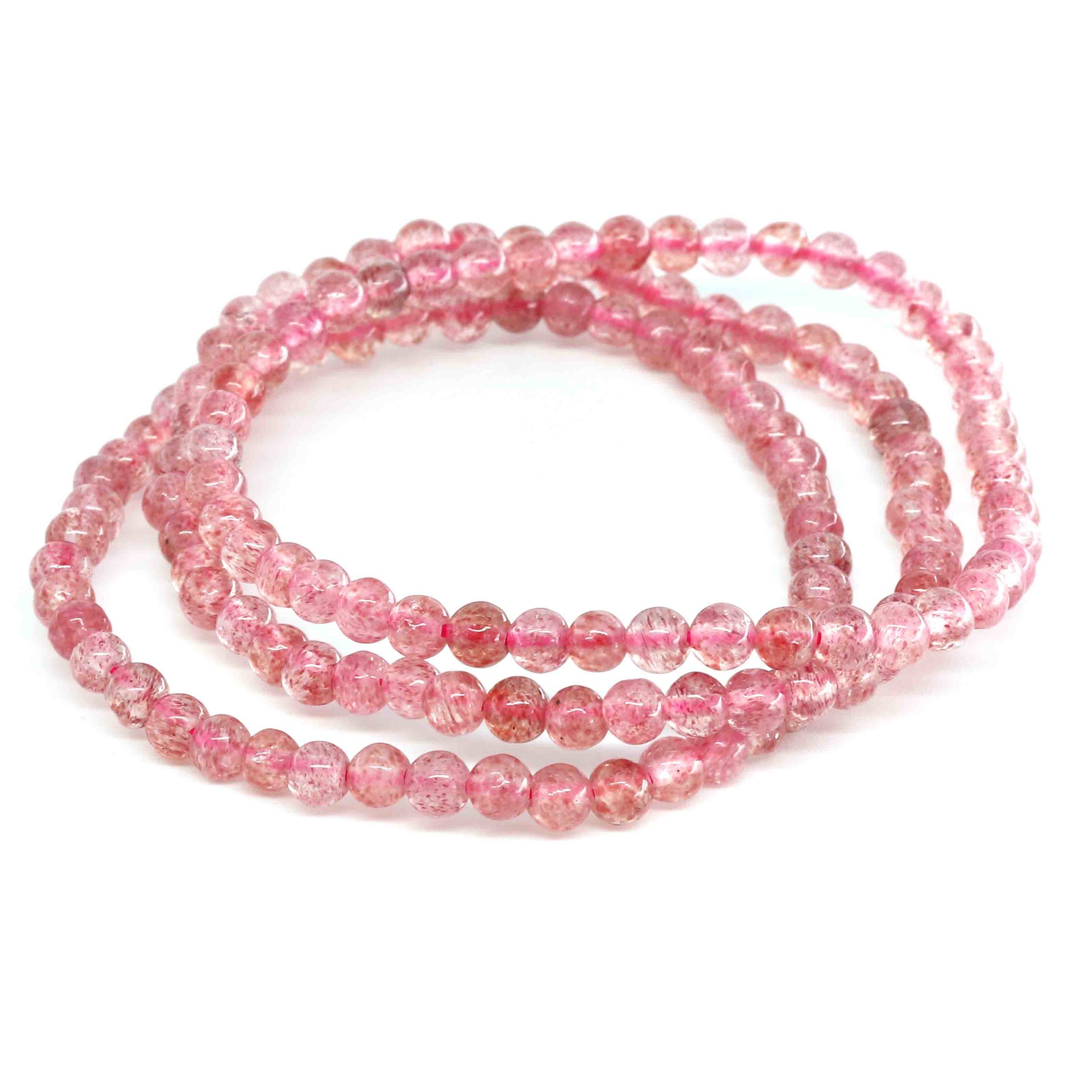 Image de Erdbeerquarz Kugeln  4mm Armband