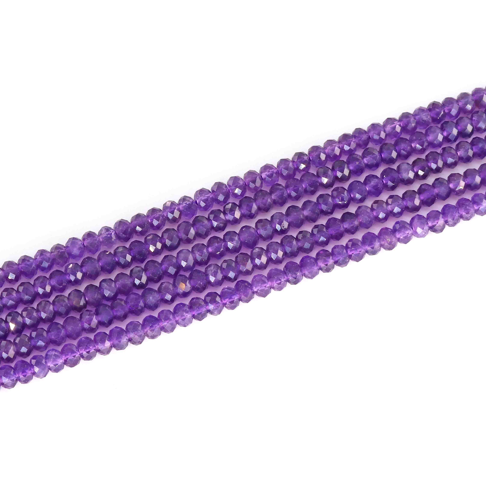 Immagine di Amethyst fac. Button  4mm Strang Extra (Diamond-Cut)