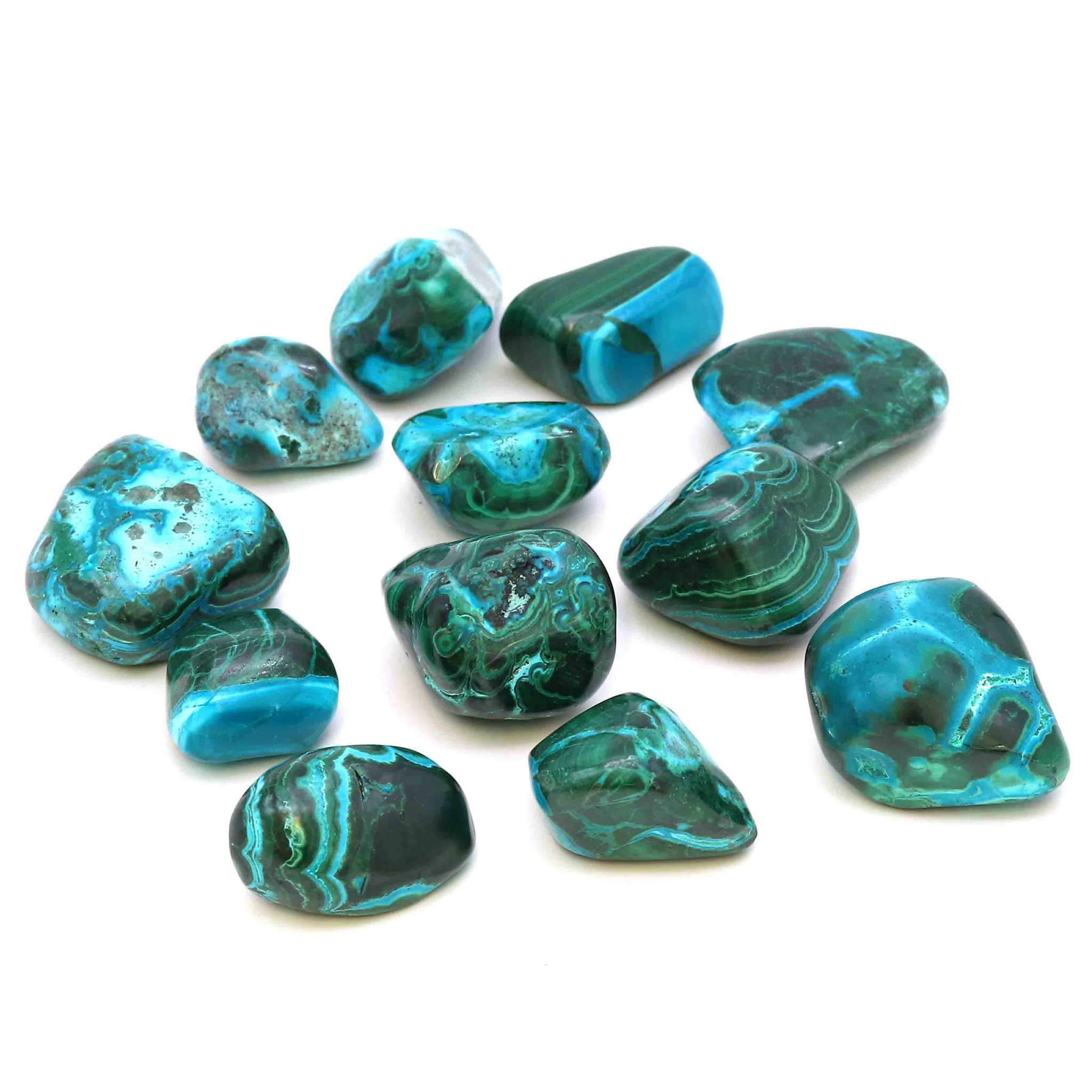 Bild von Chrysokoll-Malachit Trommelsteine, Kongo (VE: 300g)